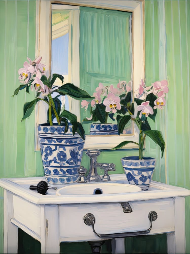 Bathroom Vanity Painting With A Hellebore Bouquet 4