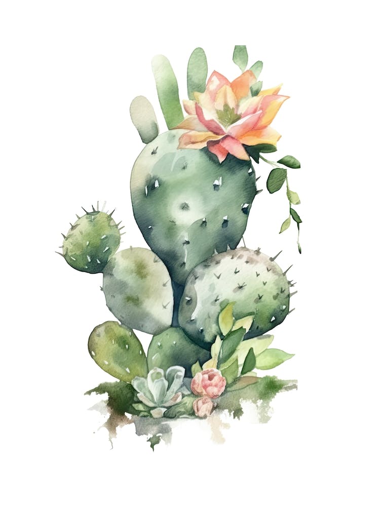 Totempfahl-Kaktus Aquarellzeichnung 3
