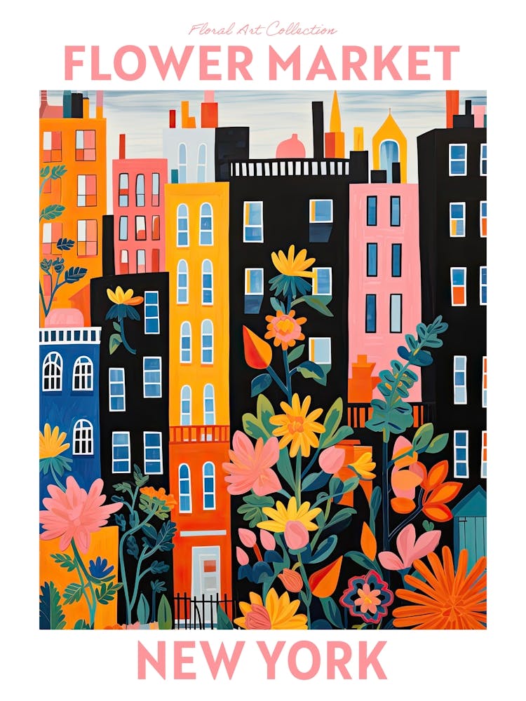 New York Flower Market Floral Travel Print Plant Art Modern Style