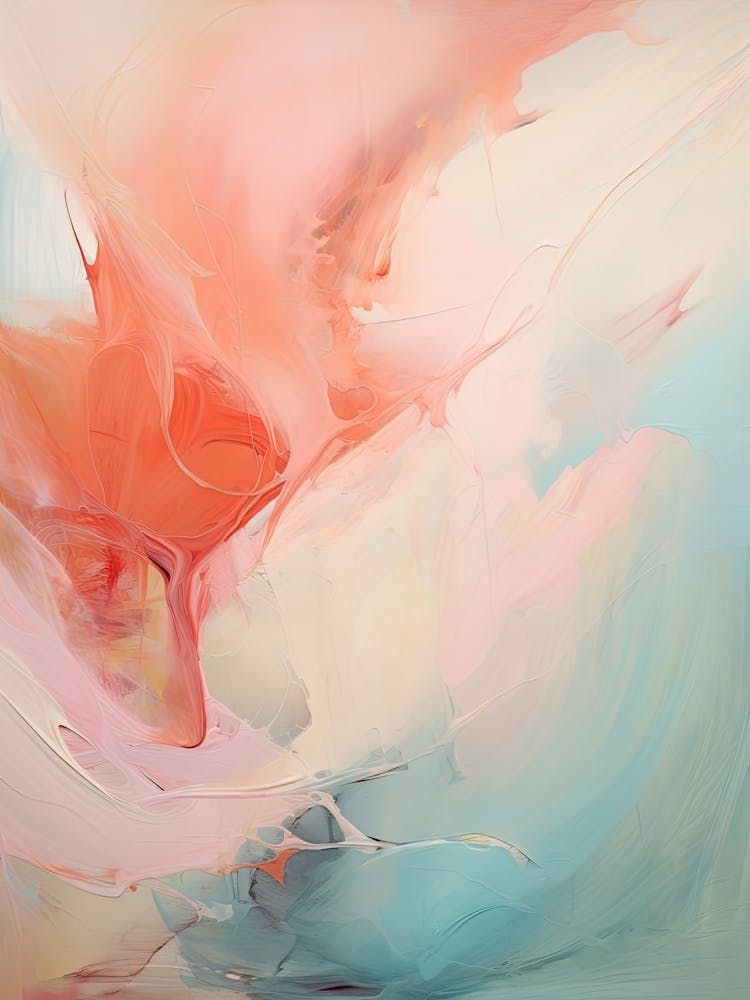 Pink And Teal, Abstract Raw Painting 1