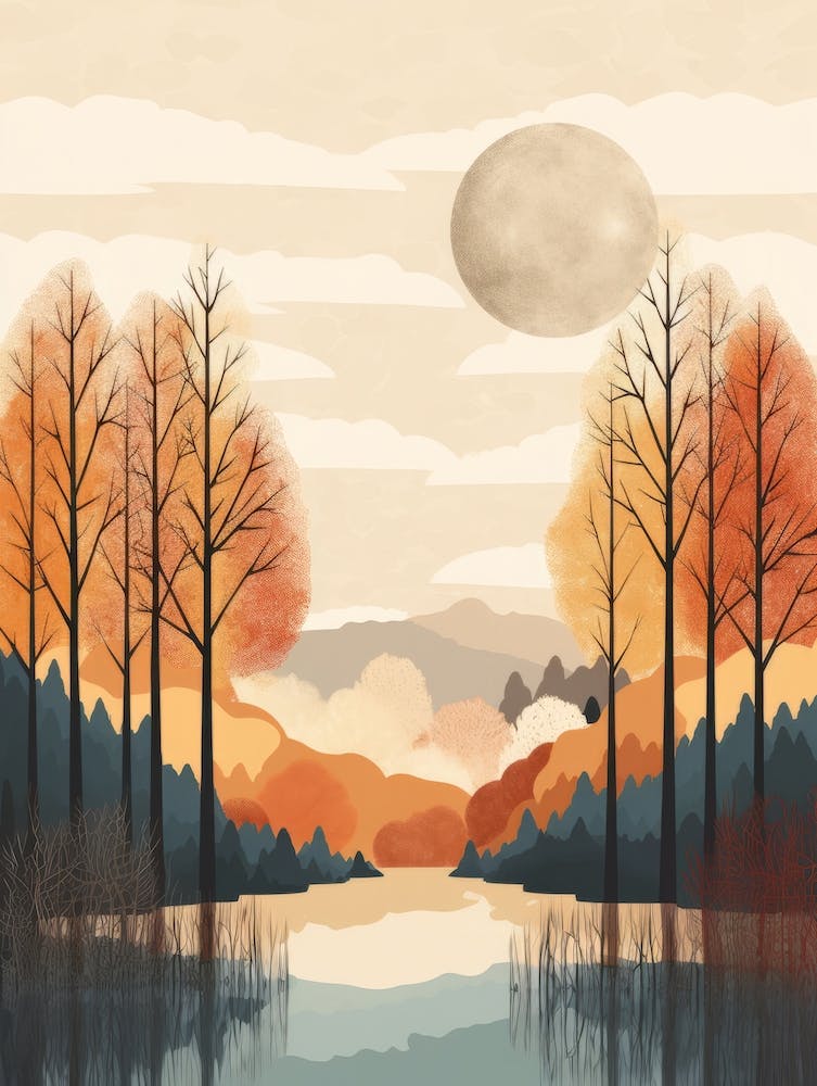 Autumn , Fall, Landscape, Inspired By National Park in the USA, Lake, Great Lakes, Boho, Beach, Minimalist Canvas Print, Travel Poster, Autumn Decor, Fall Decor 34
