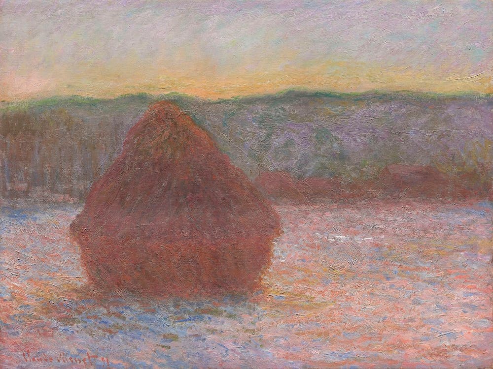Haystacks, Thaw, Sunset (1890–1891), Claude Monet