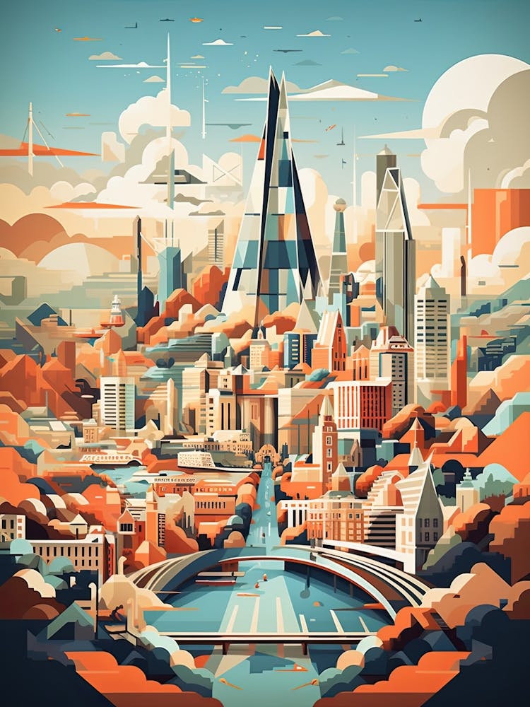 London, United Kingdom, Geometric Illustration 1