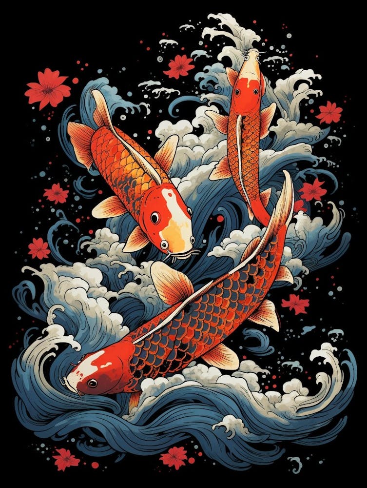 Koi Fish Japanese Style Illustration 7