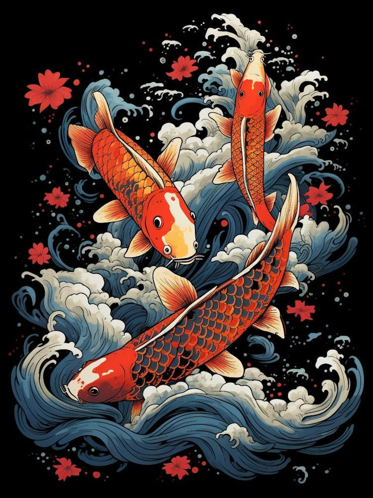 Koi Fish Japanese Style Illustration 7