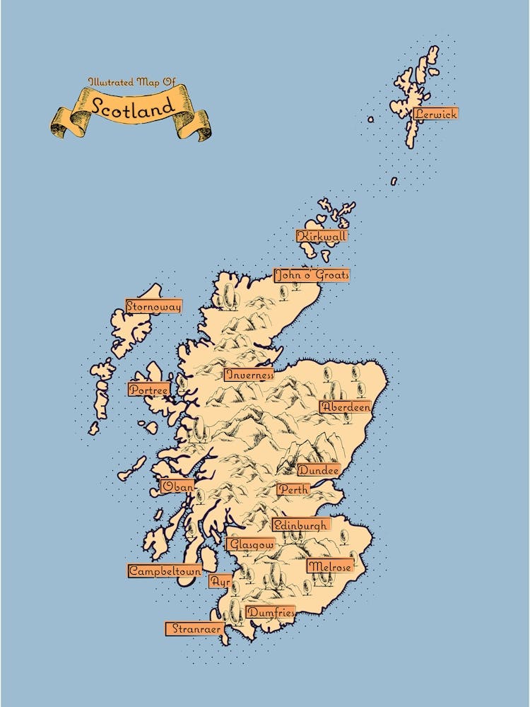 Vintage Scotland Map