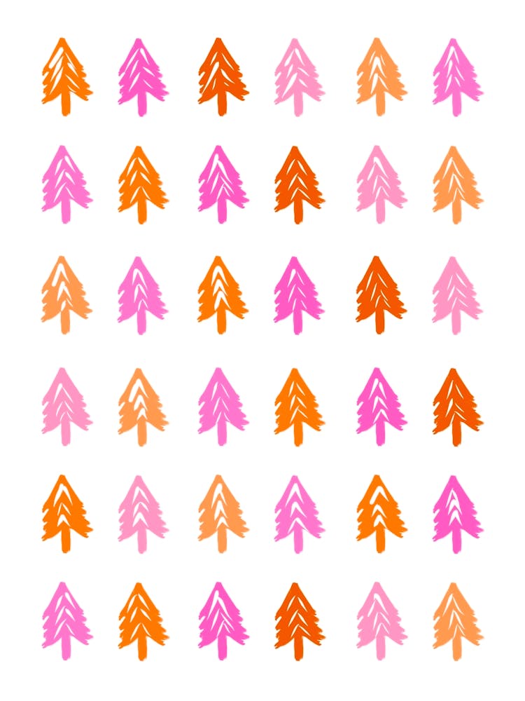 Forest Trees Pink and Orange