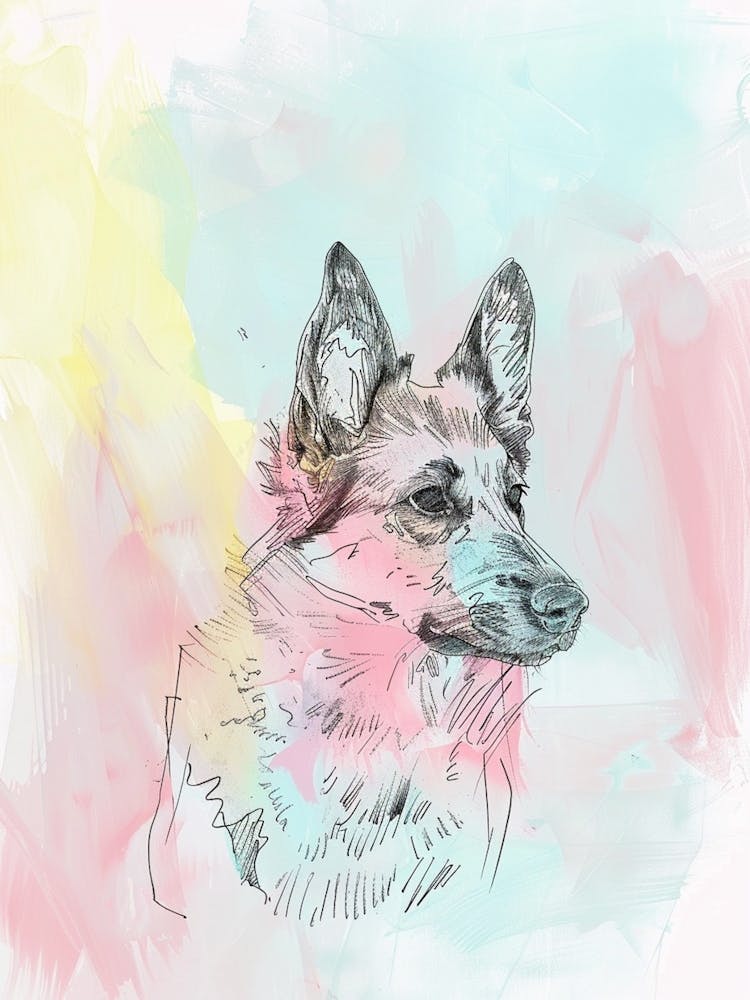 Colourful Swedish Vallhund Line Illustration 1