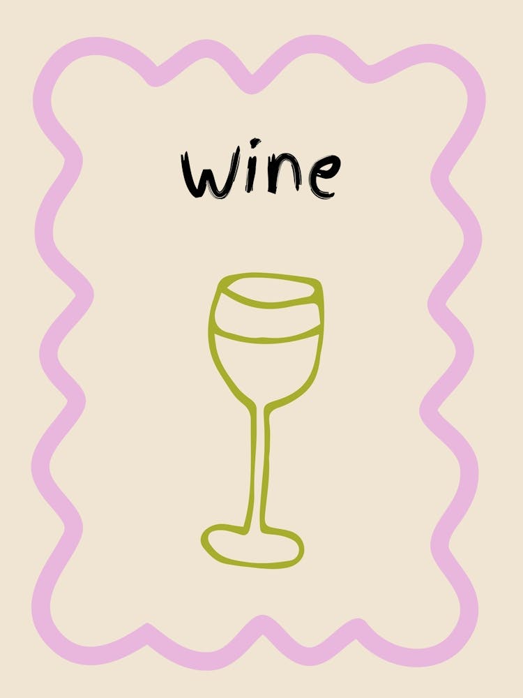 Wine Doodle Poster Lilac & Green