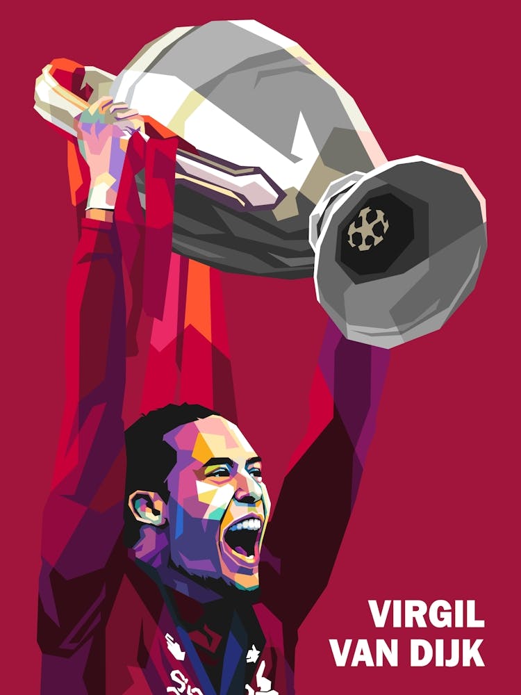 Liverpool Defender Virgil Van Dijk Wpap Pop Art Style