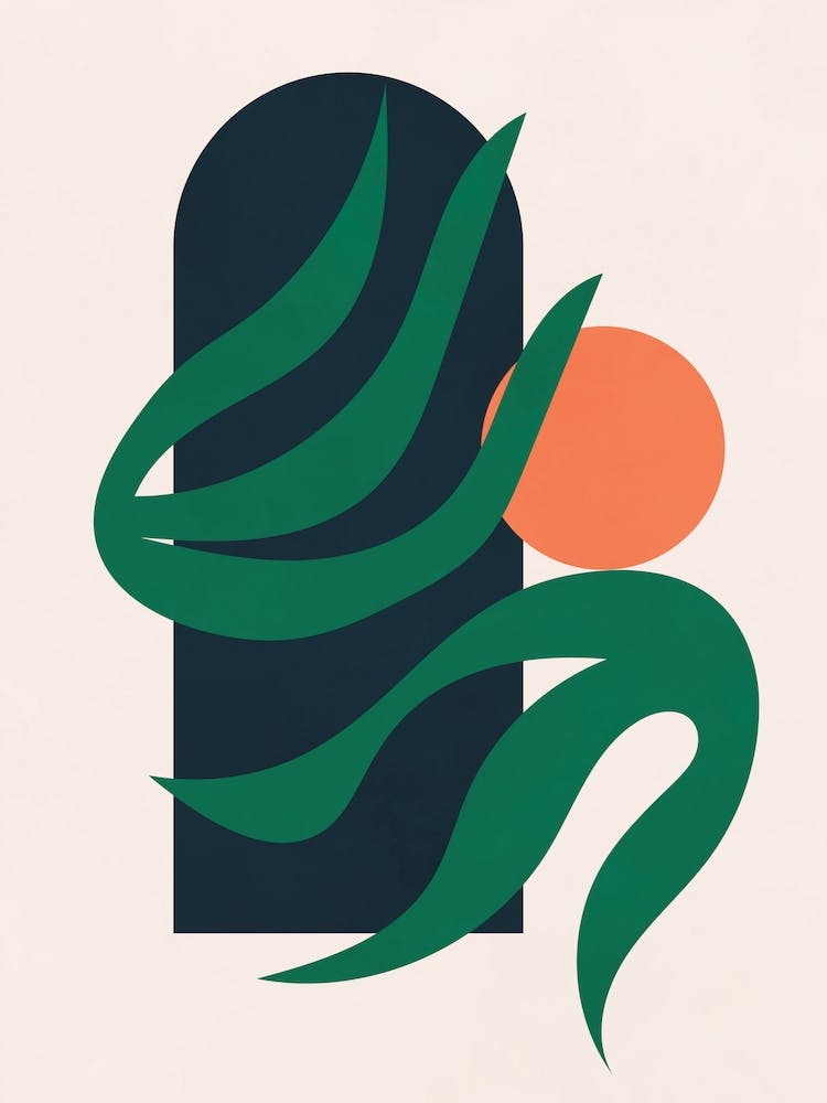 Botanische Geometrische Mid-Century Modern Kunst
