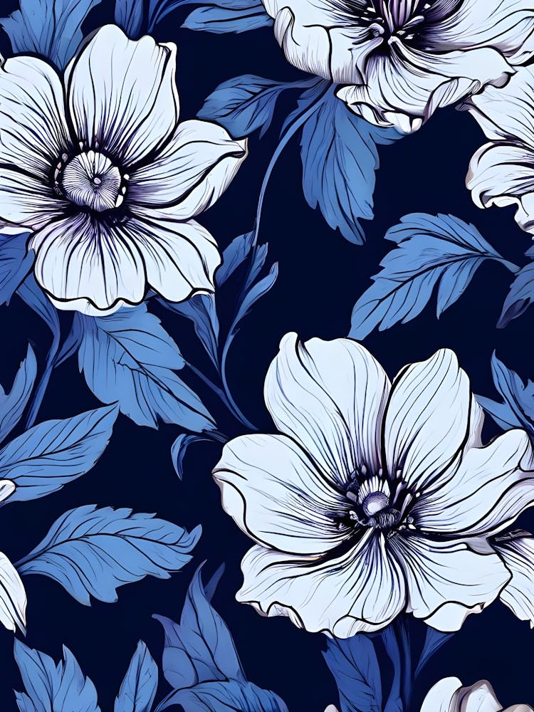 Blue And White Flowers 1