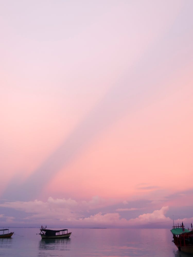 Pink And Purple Sunset On Koh Rong Island Cambodia