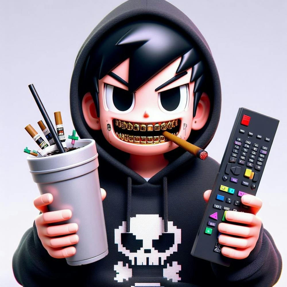 Cartoon Character Holding A Remote Control