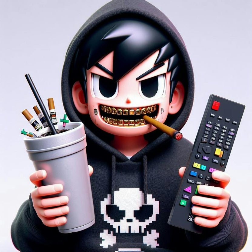 Cartoon Character Holding A Remote Control