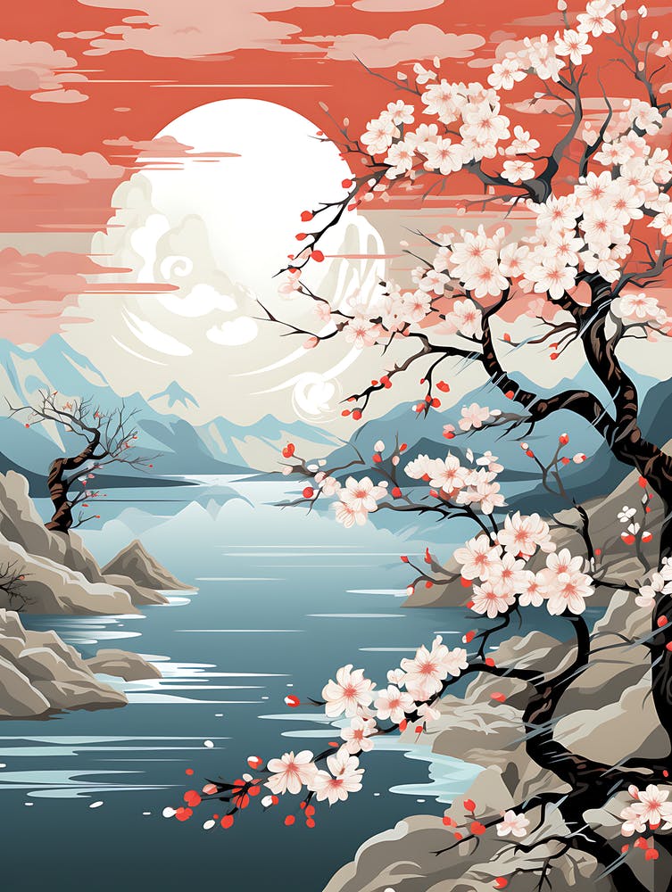 Illustration Fleur de Cerisier Art Mural 2