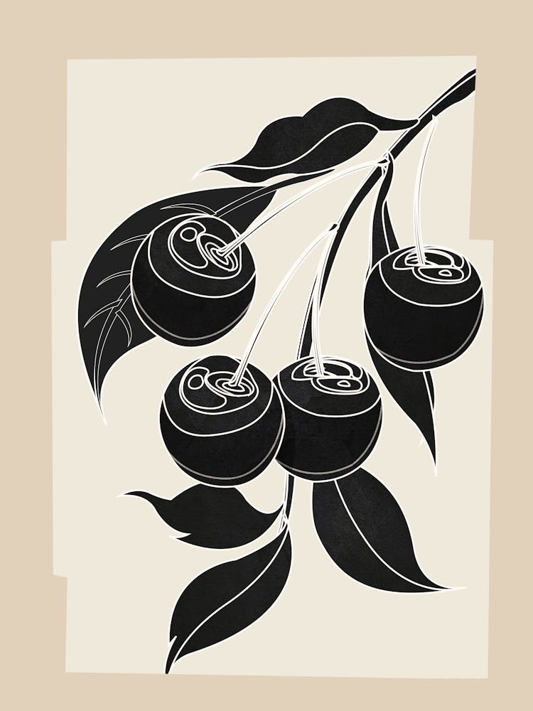 Minimalist Cherry Fruit Line Art 1