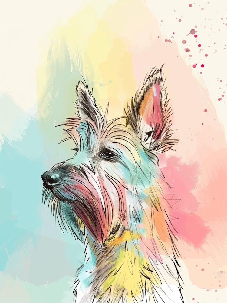Colourful Berger Picard Dog Abstract Line Illustration 2