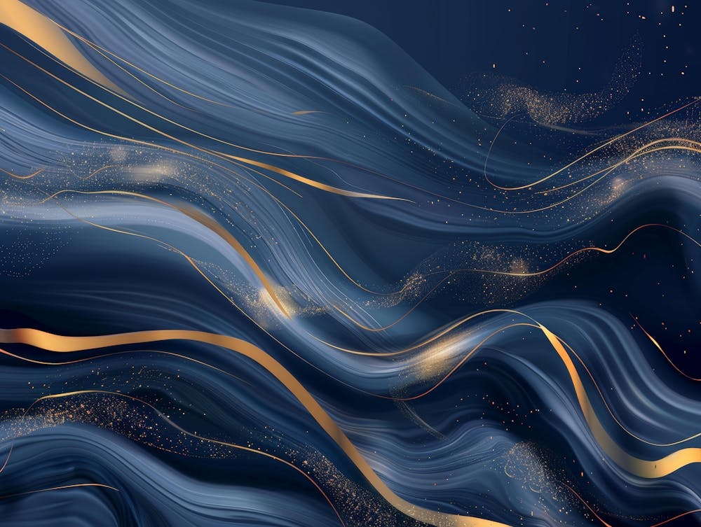 Gold And Blue Abstract Painting 10