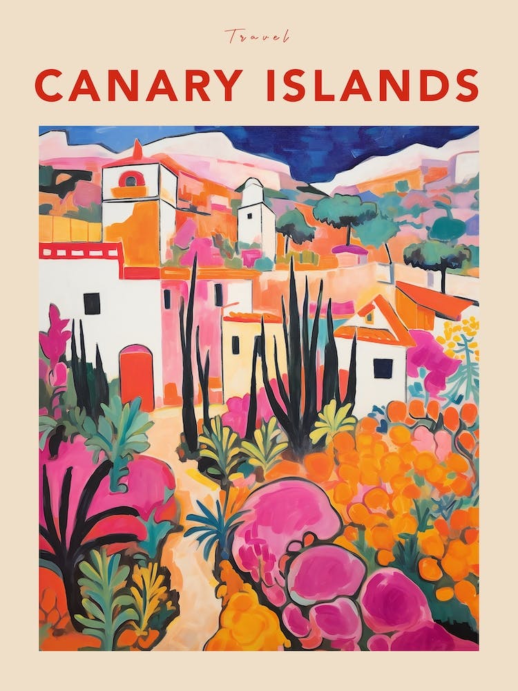 Canary Islands Spain Fauvist Travel Poster