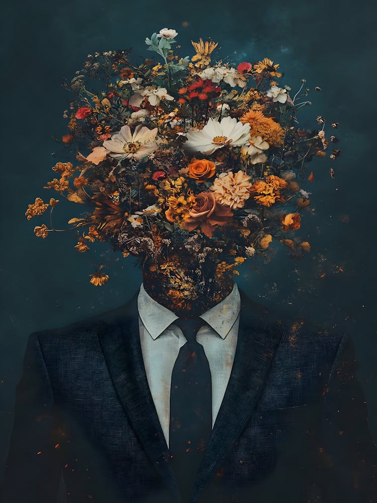Man With Flowers On His Head