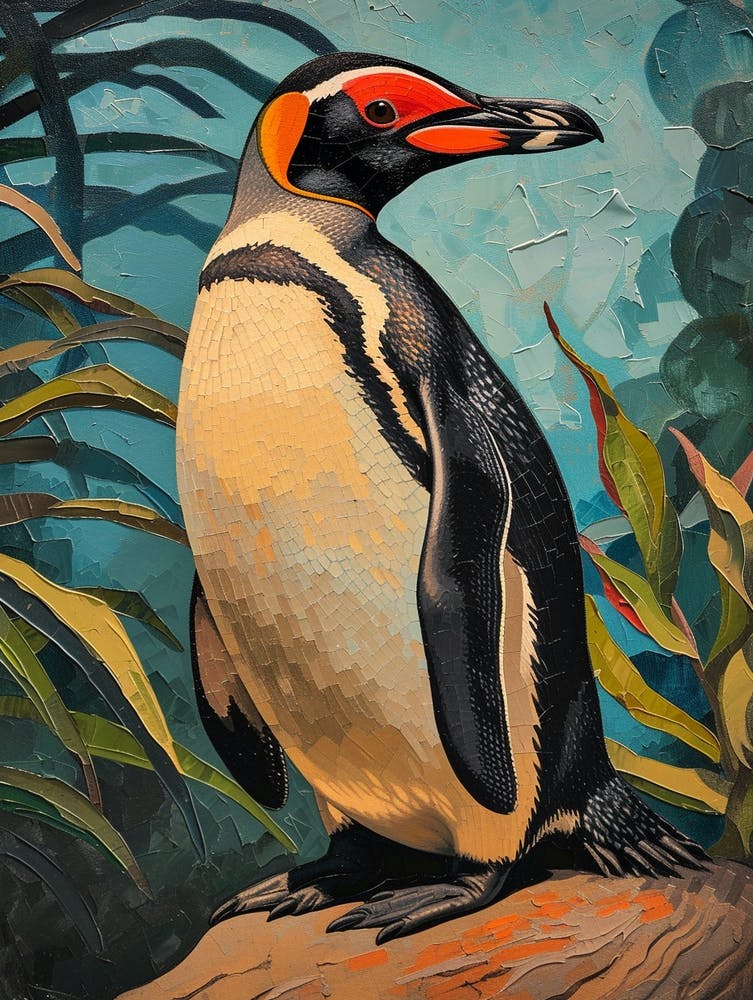 Galapagos Penguin Signy Island Colour Block Painting 1