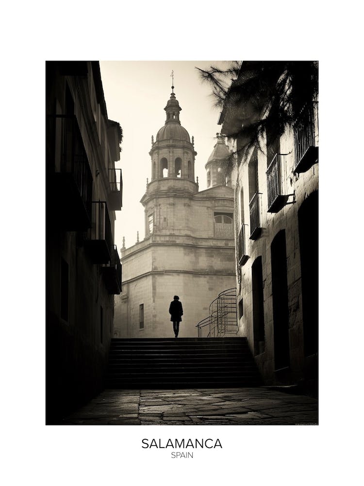 Poster Of Salamanca, Spain, Black And White Analogue Photography 2