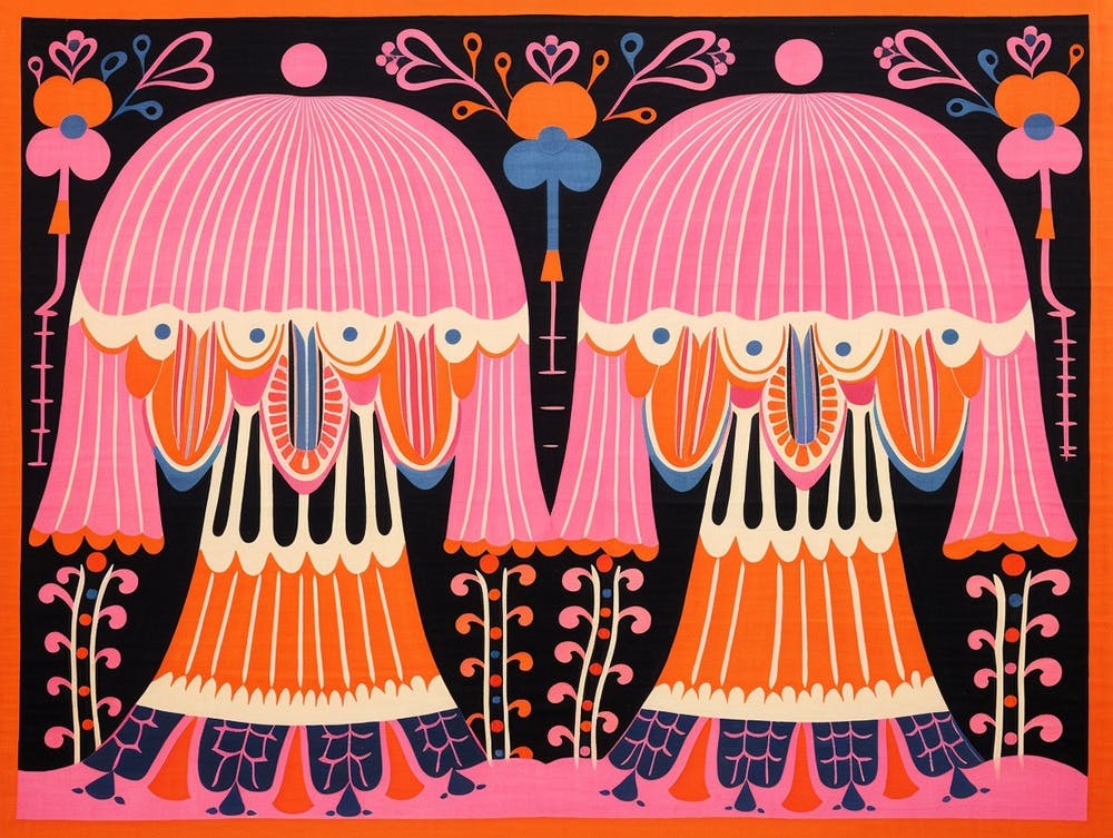 Jellyfish Folk Style Animal Illustration