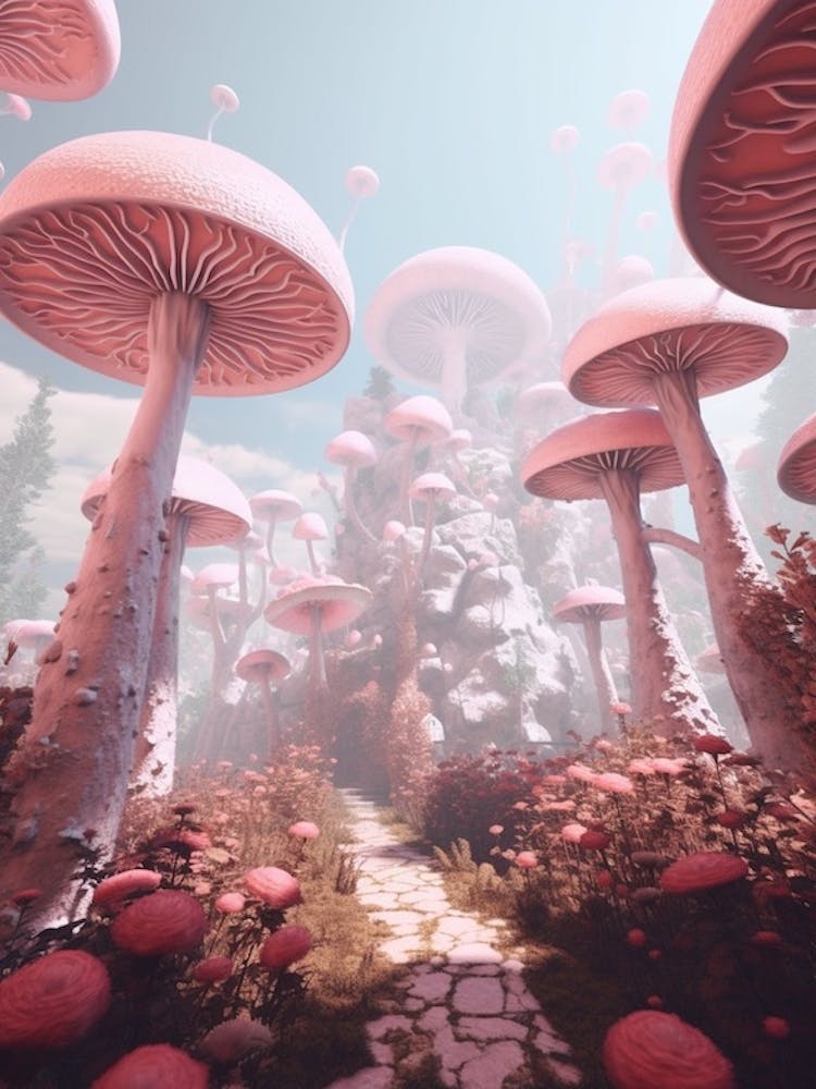 Pink Surreal Mushroom 1