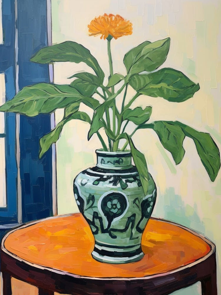 Flowers In A Vase Still Life Painting Calendula 3