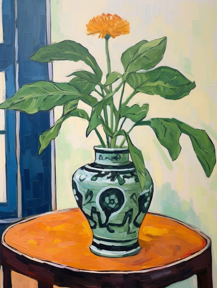 Flowers In A Vase Still Life Painting Calendula 3