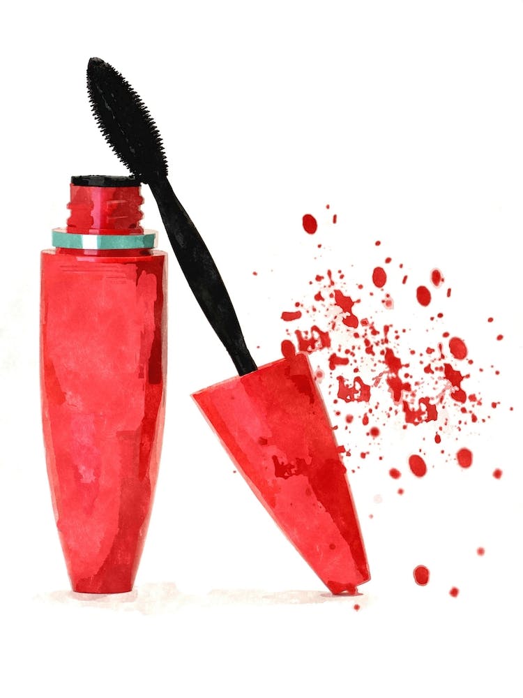 Red Mascara Watercolor Illustration