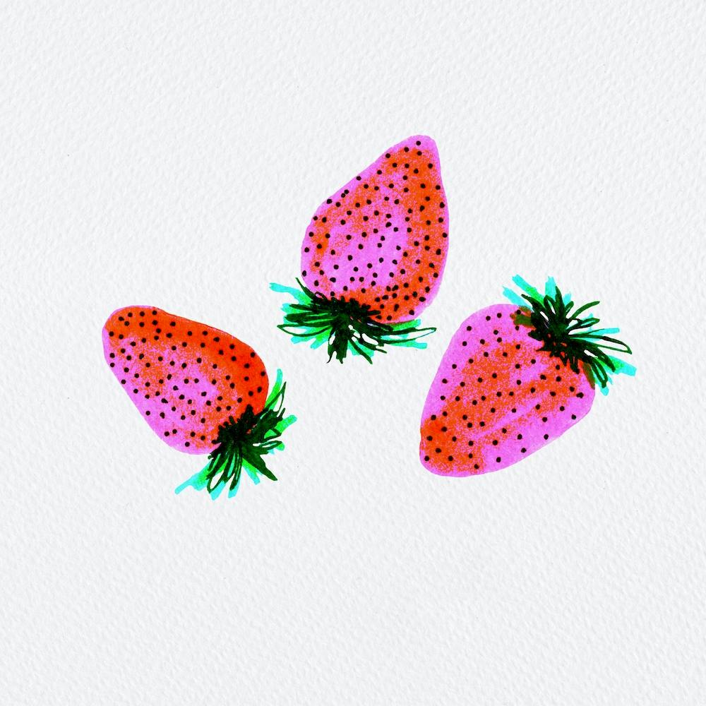 Red Lavender Sweet Strawberries Fruit