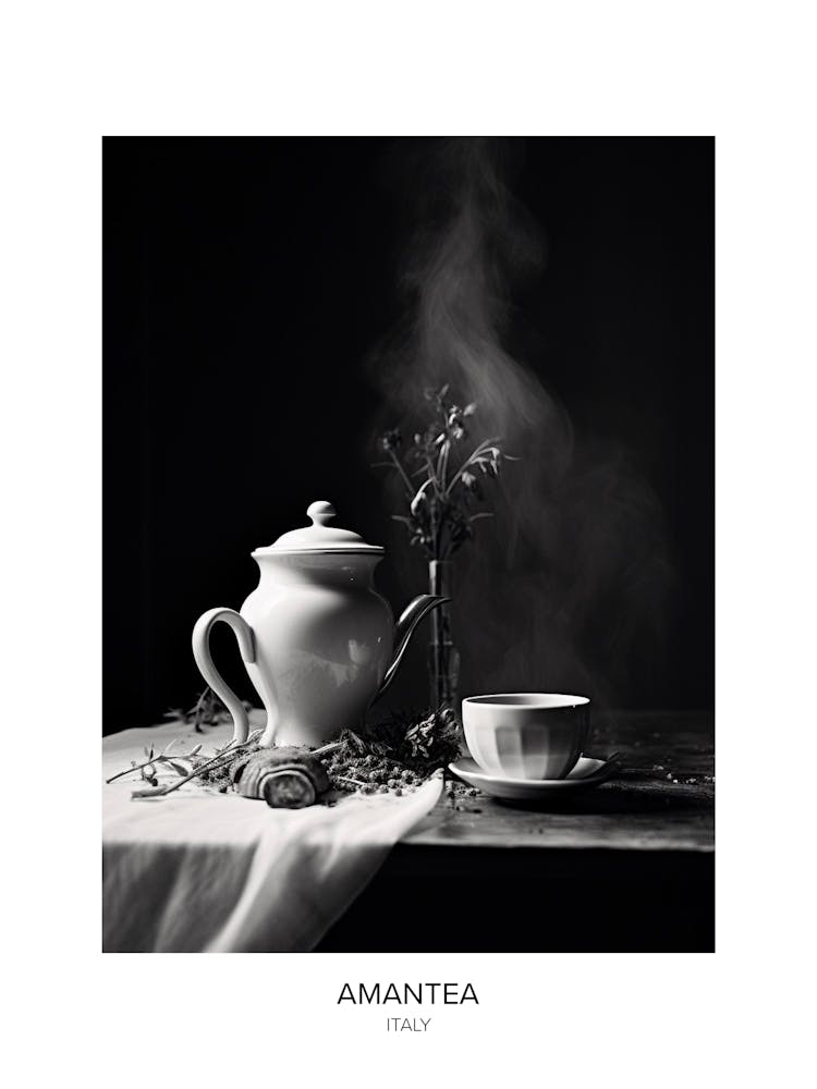 Poster Of Amantea, Italy, Black And White Photo 2