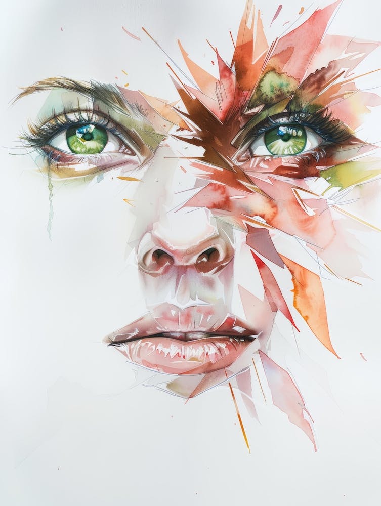 Watercolor Of A Woman'S Face 2