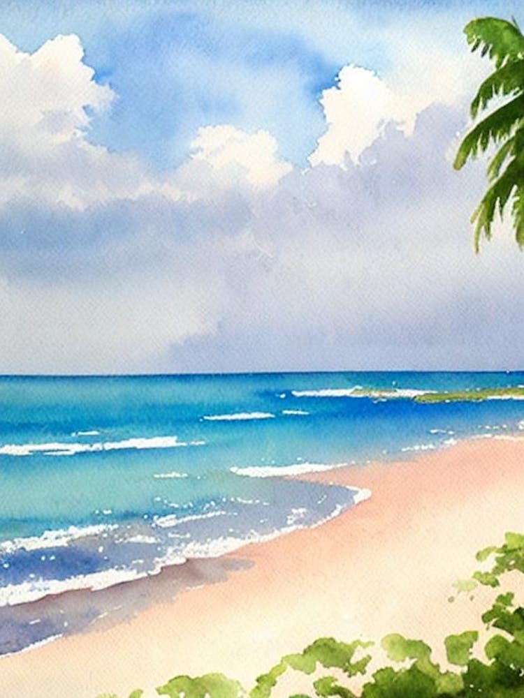 Carlisle Bay Beach 2, Barbados Aquarell