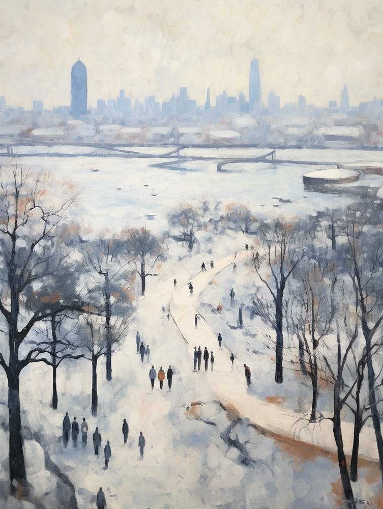 Winter City Park Painting Odaiba Seaside Park Tokyo 3
