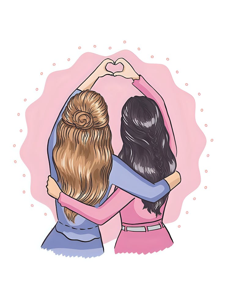 Two Friends Making A Heart