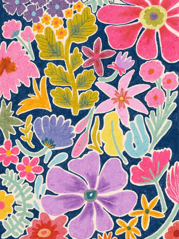 Flowers On A Blue Background