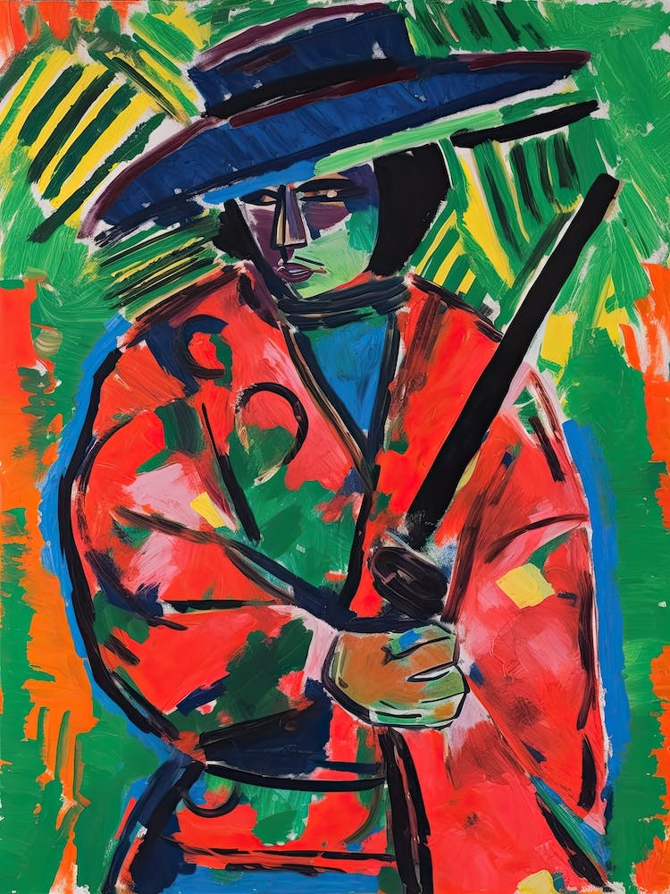 Samurai In Fauvist Matisse Japanese Style  1