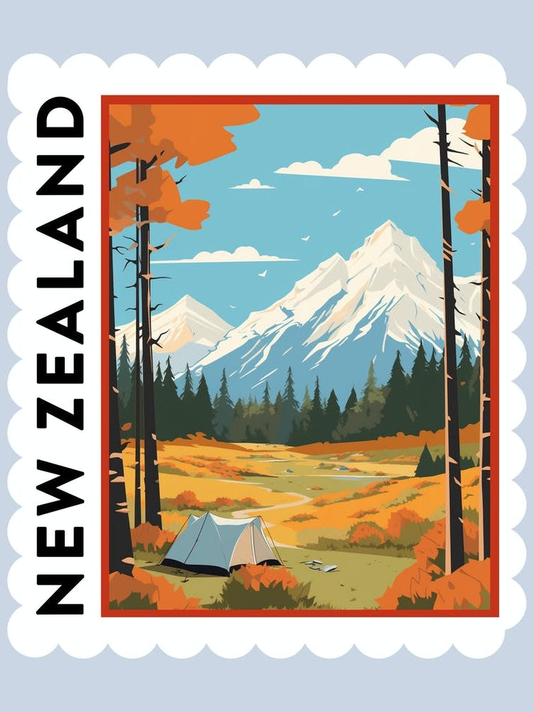 New Zealand 2 Travel Stamp Poster