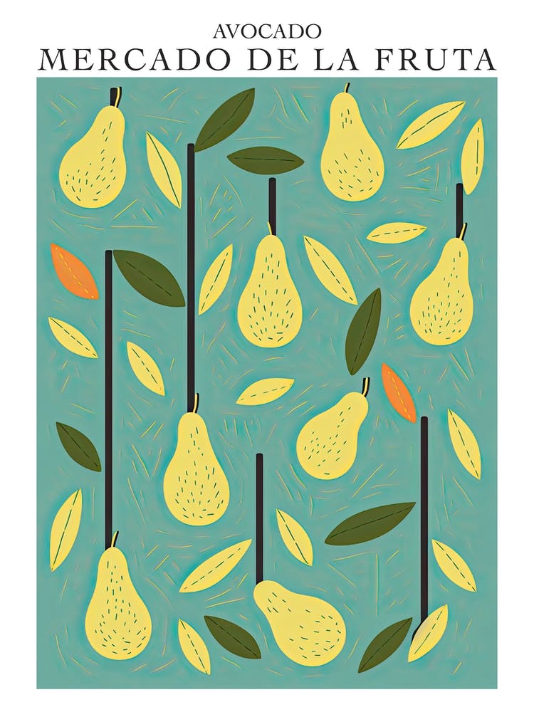 Mercado De La Fruta Avocado Illustration 3 Poster