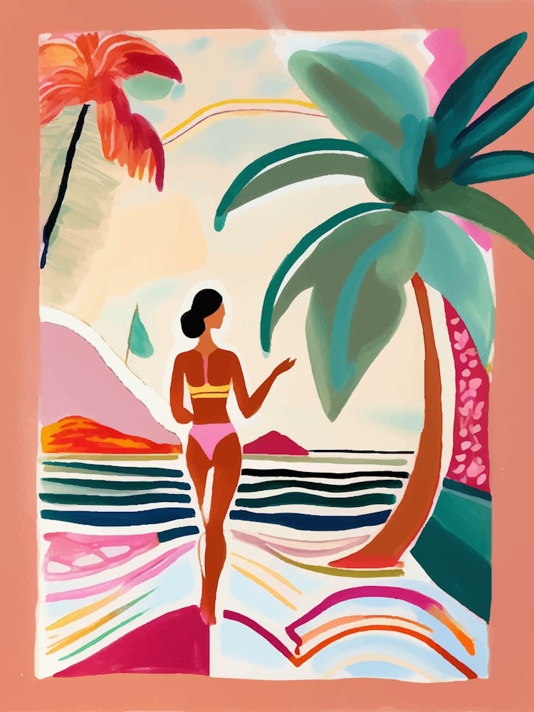 Pink Beach Girl In Bikini