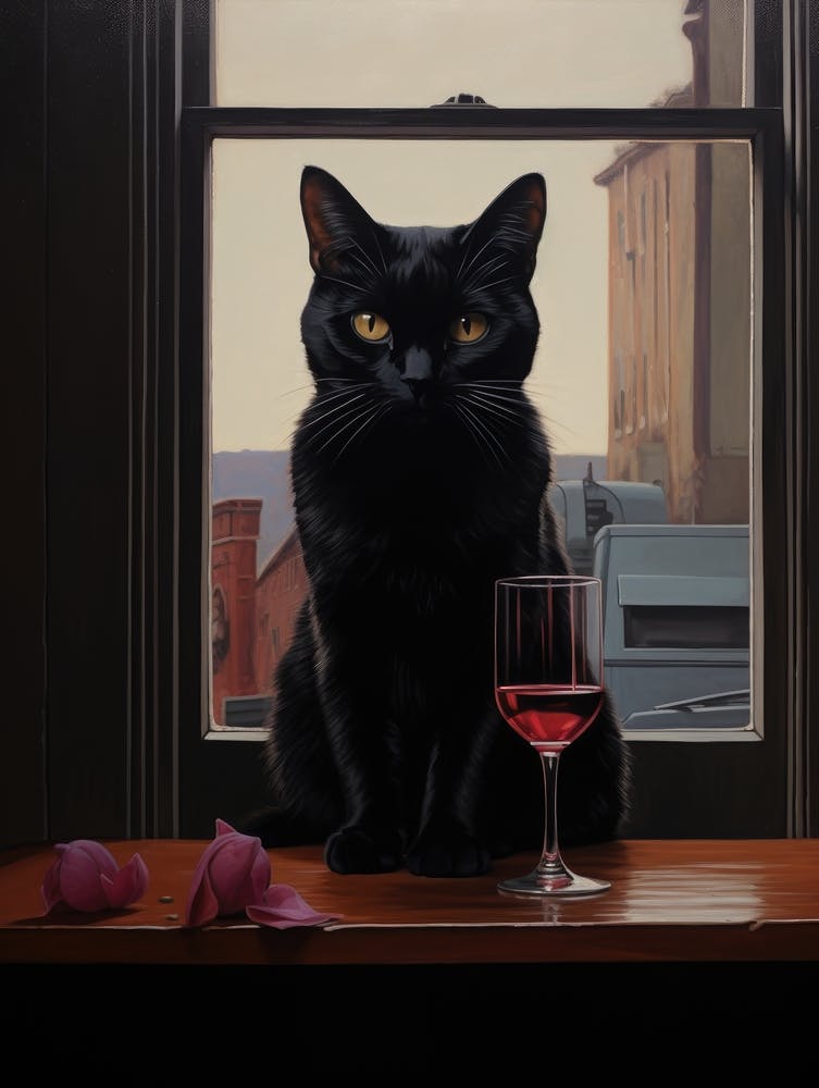Cat With Wine Glass 2