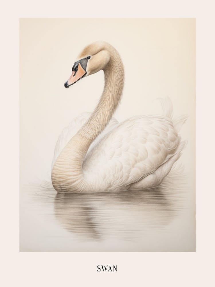 Vintage Bird Drawing Swan 3 Poster
