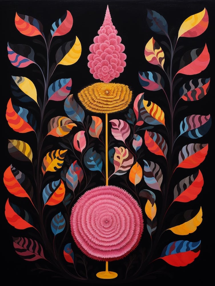 Celosia 1 Hilma Af Klint inspirierte Blumenillustration
