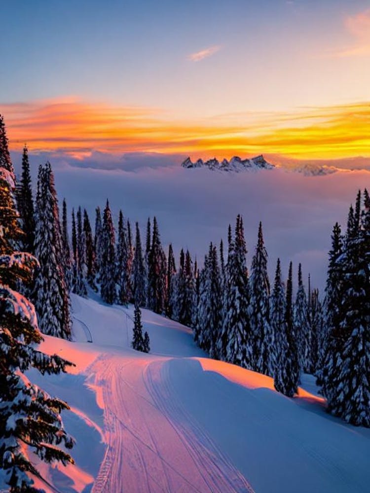 Cortina D'Ampezzo, Italy Sunrise Skiing Poster