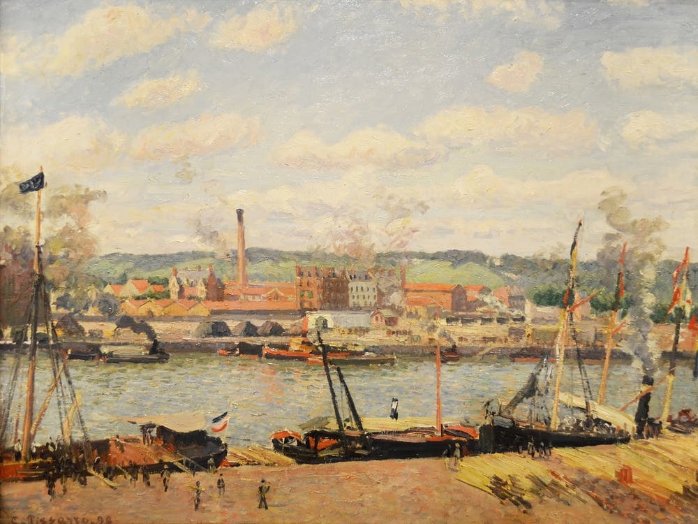 Vue sur la Filature de Coton d'Oiseel près de Rouen (1898), Camille Pissarro