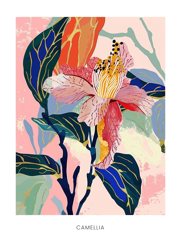 Colourful Flower Illustration Poster Camellia 4