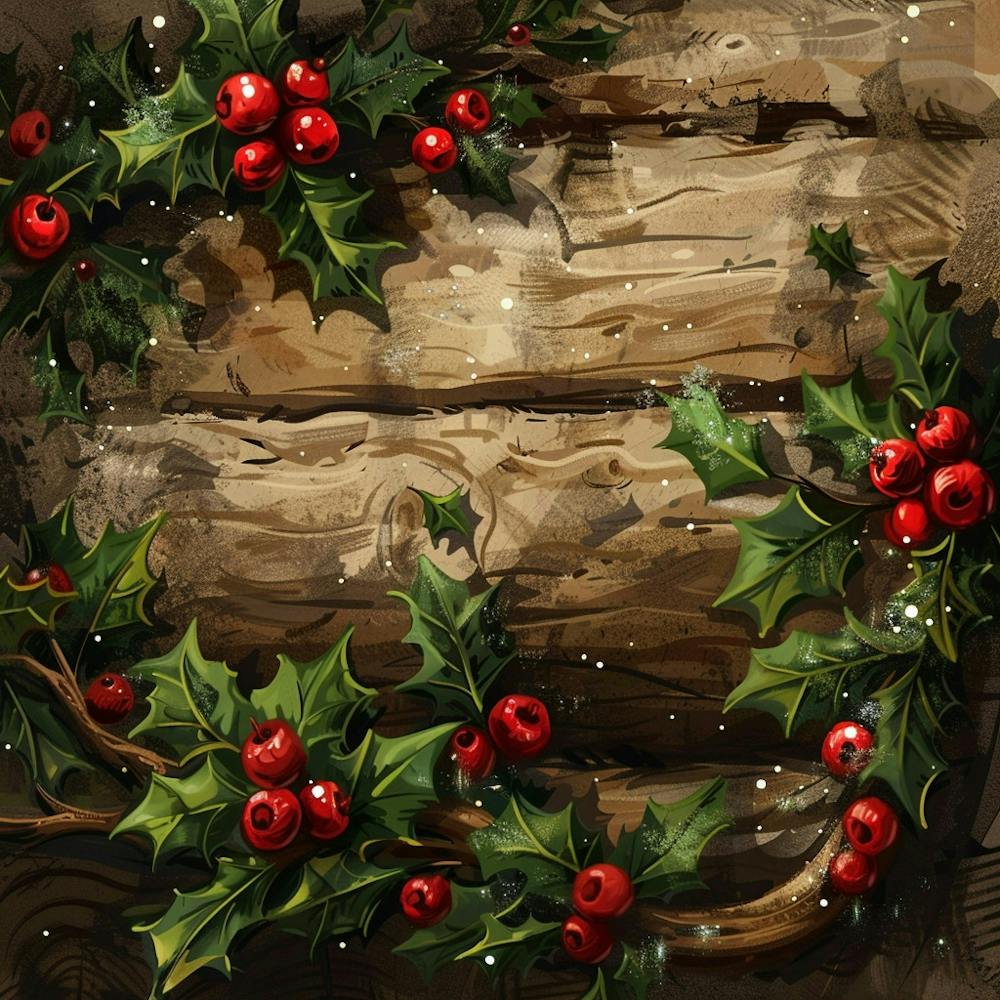 Yule Inspired Banner Texture With Mistletoe And 3